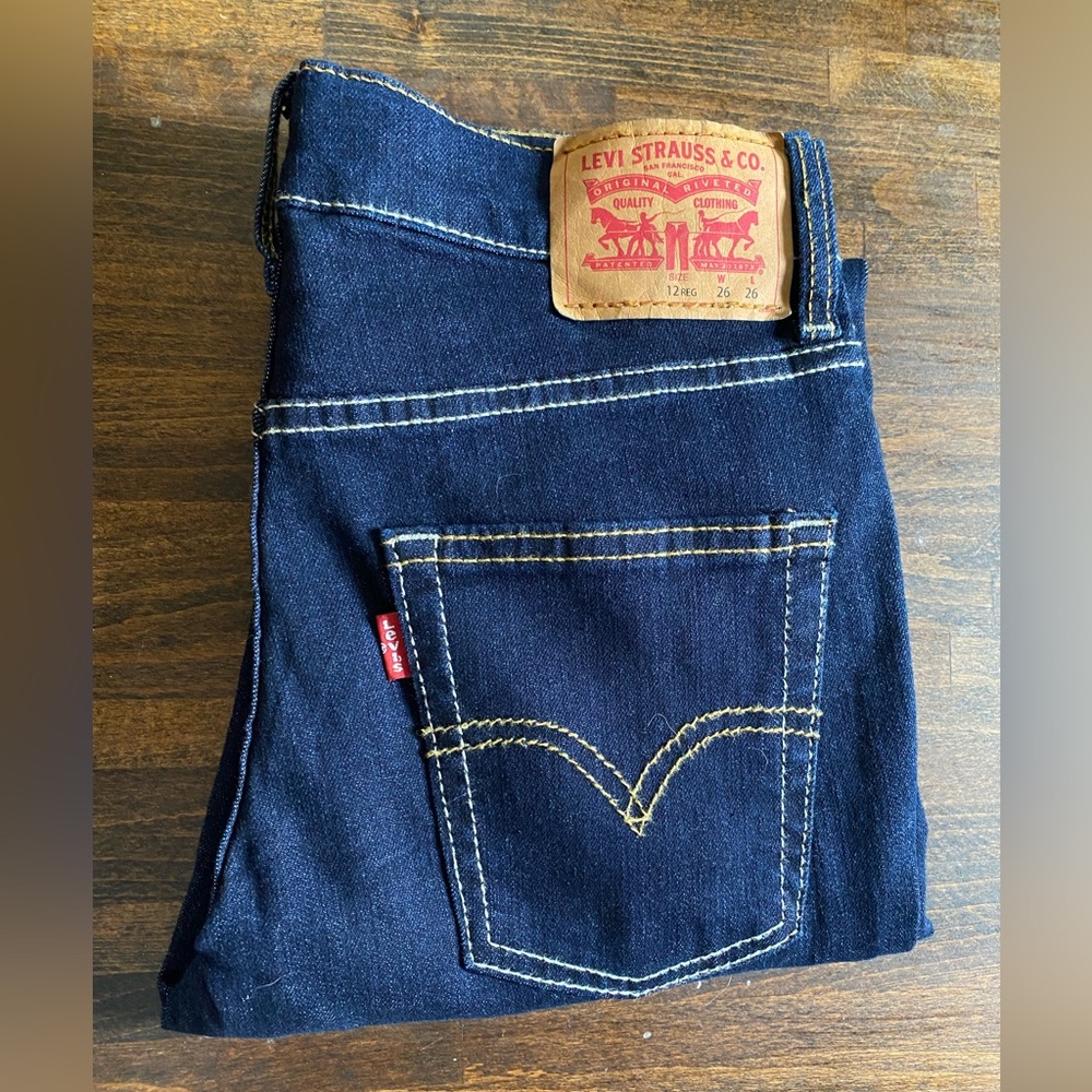 Levi's Levi Strauss 512 Slim Taper Stretch Jeans Regular 12 Dark Blue 26x26 NWT